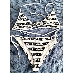Balmain logo print Bikini